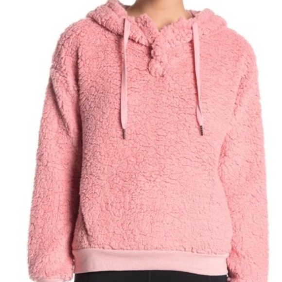 Z by Zella Rare Form Pink Faux Shearling Hoodie NWT Medium Soft Warm - Picture 4 of 7